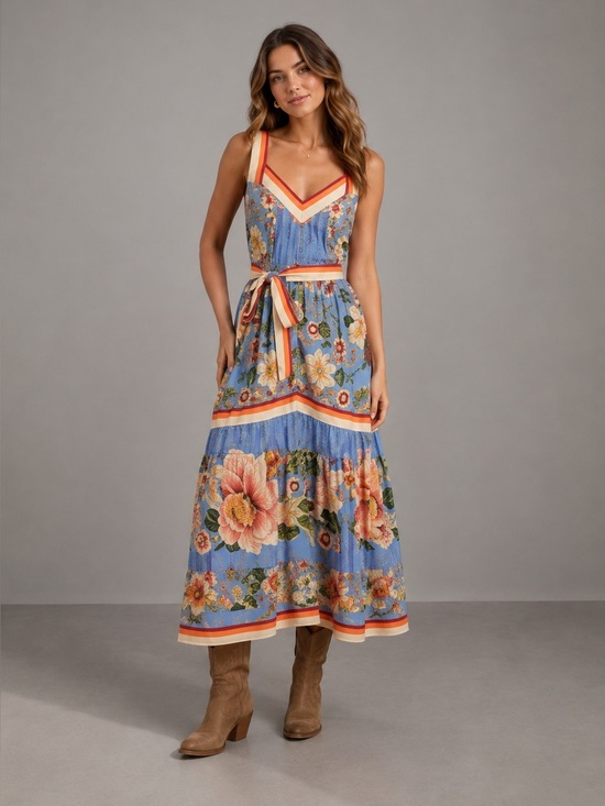 FARM Rio Dresses & Skirts - Farm Rio Blue Superbloom Tapestry Maxi Dress XS B290